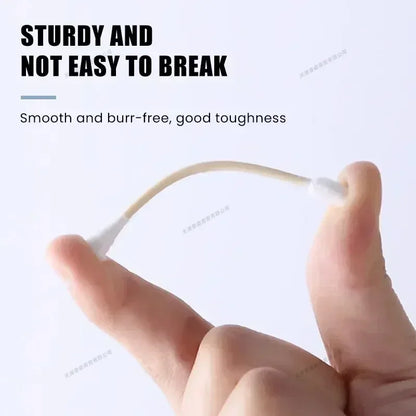 100 Pcs Baby Cotton Swabs with Wooden Sticks