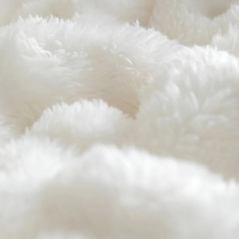 3D Bubble White Plush Fleece Throw Blanket