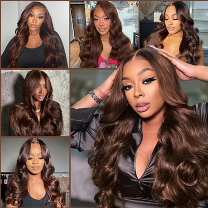 Body Wave Chocolate Brown Lace Front Wig Human Hair