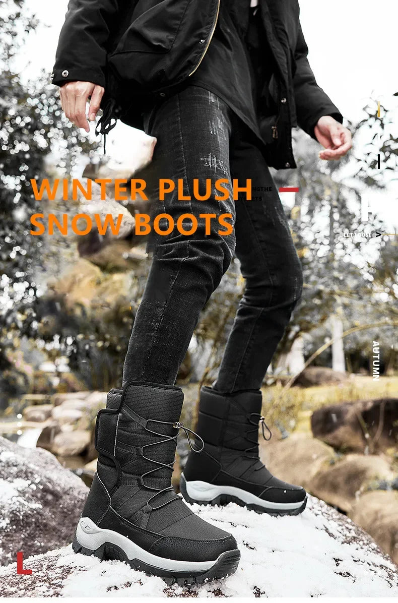 Men's Winter Ankle Boots Waterproof Plush Hiking Shoes