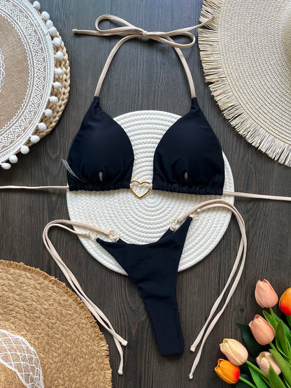 RUOTONSEPT Solid Color Bikini Set Women's Swimwear