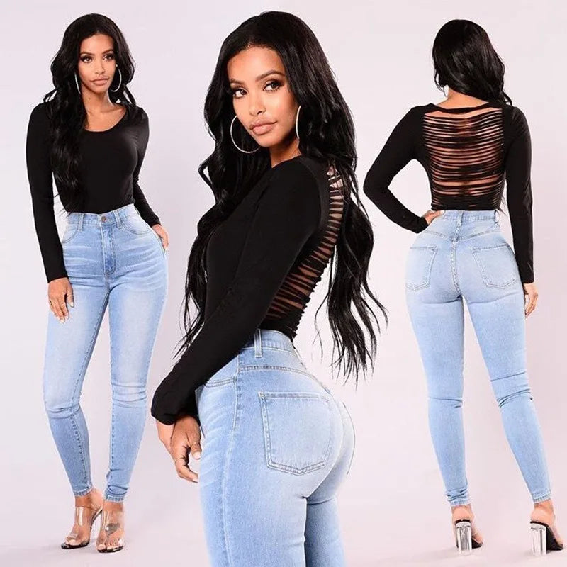 High Waist Denim Skinny Jeans for Women