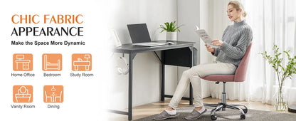 JHK Armless Swivel Office Chair with Fabric and Wheels