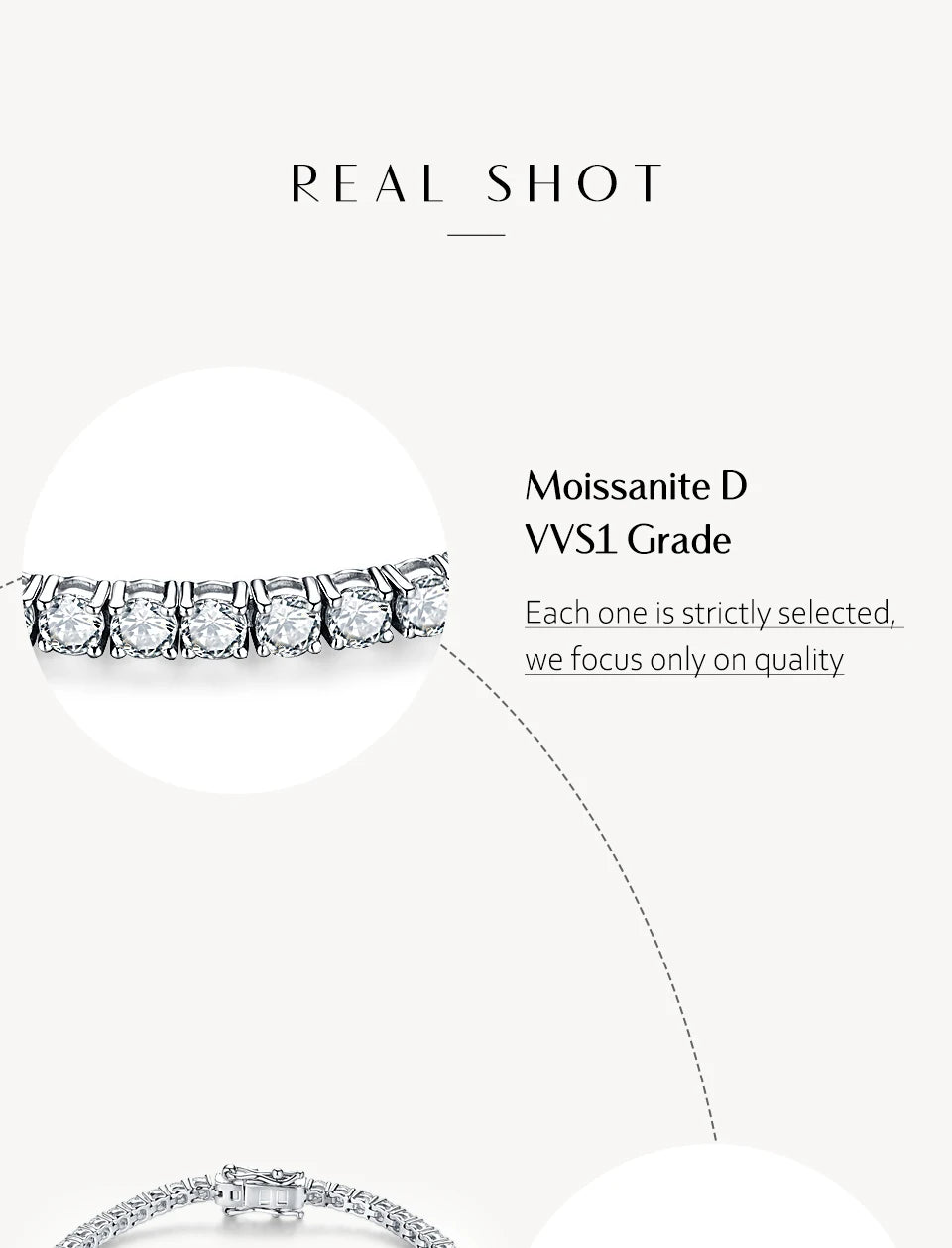 Moissanite Tennis Bracelet Round Cut 925 Silver White Gold