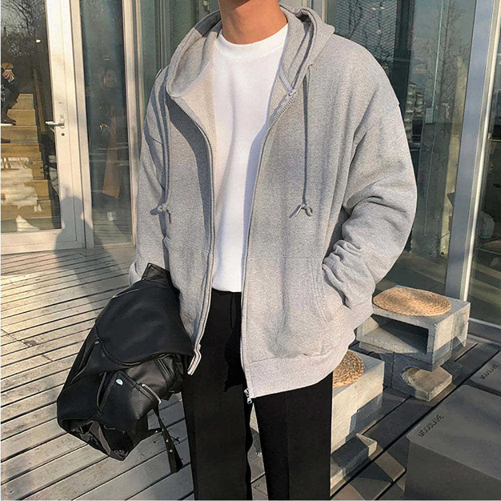 Zipper Hooded Sweatshirt for Men Casual Polyester