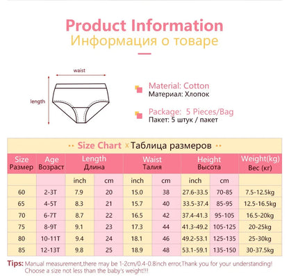 Children's Cotton Underpants for Girls Cute Cat Design