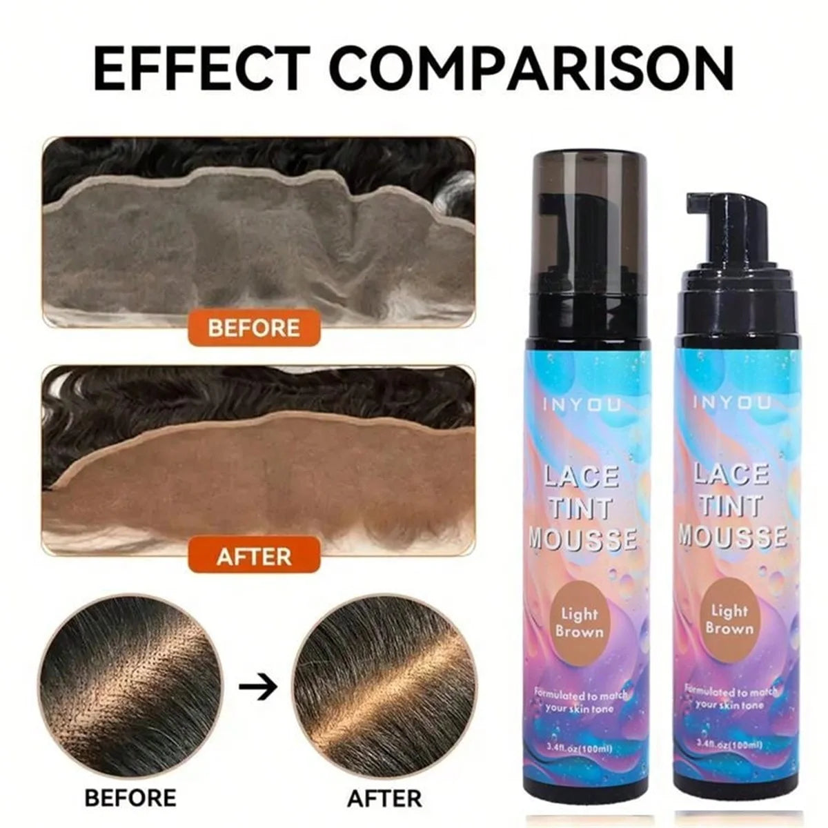 Melt Lace Tint Hair Mousse and Spray for Medium Brown Wigs