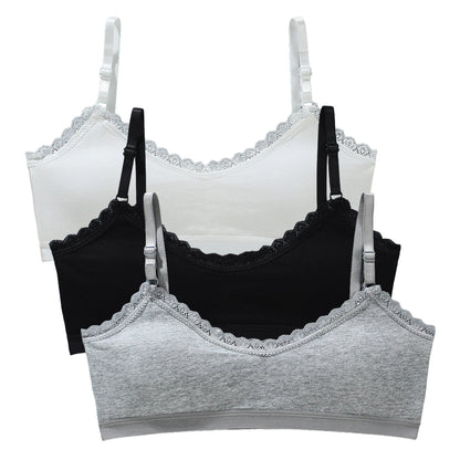 Girls Lace Training Bras Set Cotton Padded Daily Wear