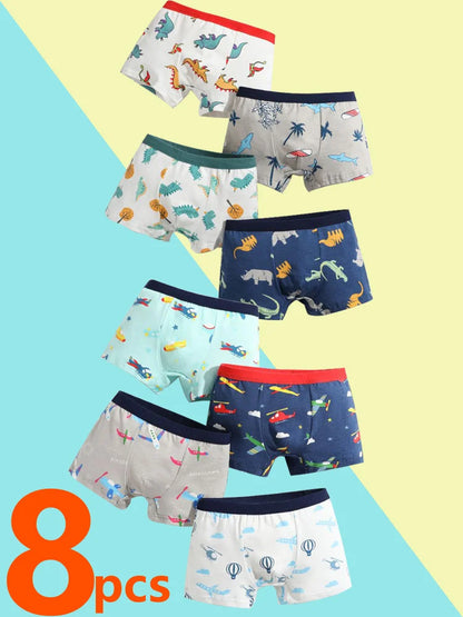 Boys Cotton Boxer Briefs with Dinosaur Print