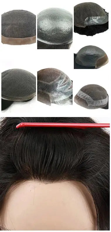 Fine Mono Toupee for Men Natural Black Human Hair