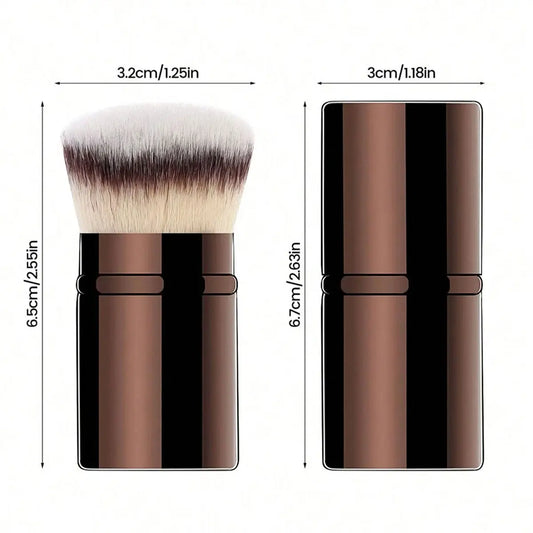 Retractable Makeup Brush with Synthetic Hair