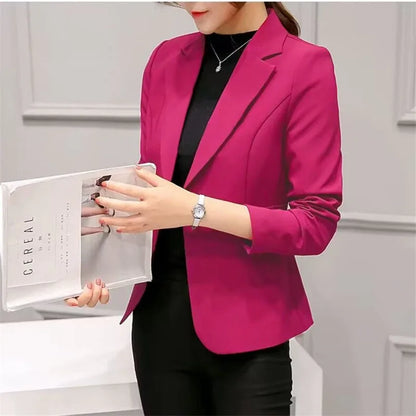 Black Women Slim Blazer Office Work Jacket