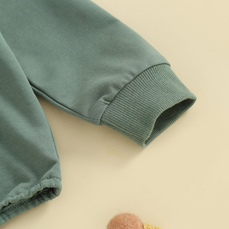 Baby Hooded Romper Long Sleeve Solid Color Bodysuit