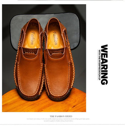 Men's Genuine Leather Slip-On Loafers Casual Shoes