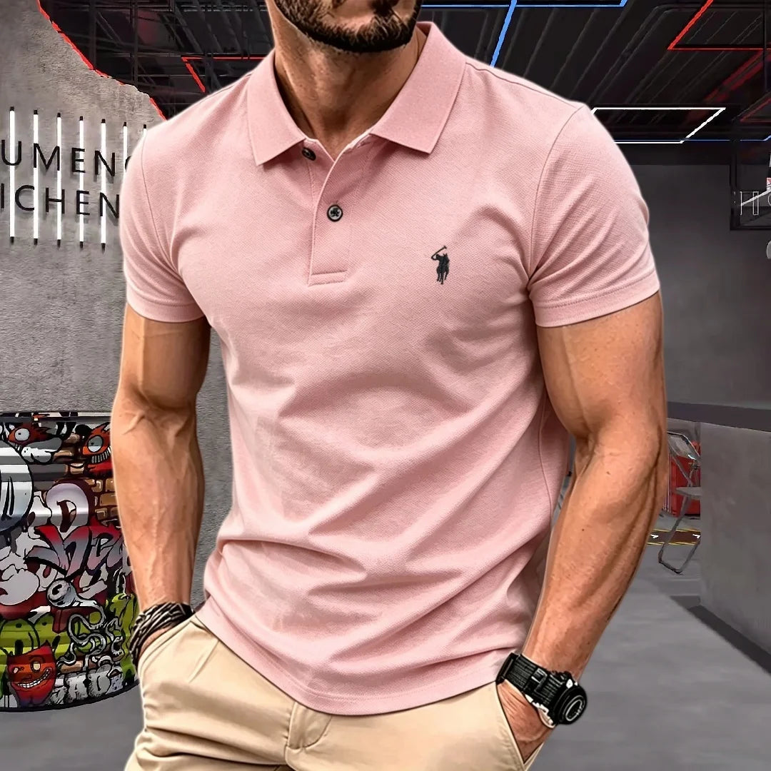 Men's Short Sleeve Polo Shirt Cotton Embroidery Casual