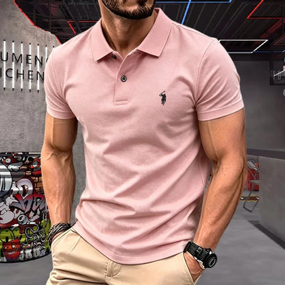 Men's Short Sleeve Polo Shirt Cotton Embroidery Casual