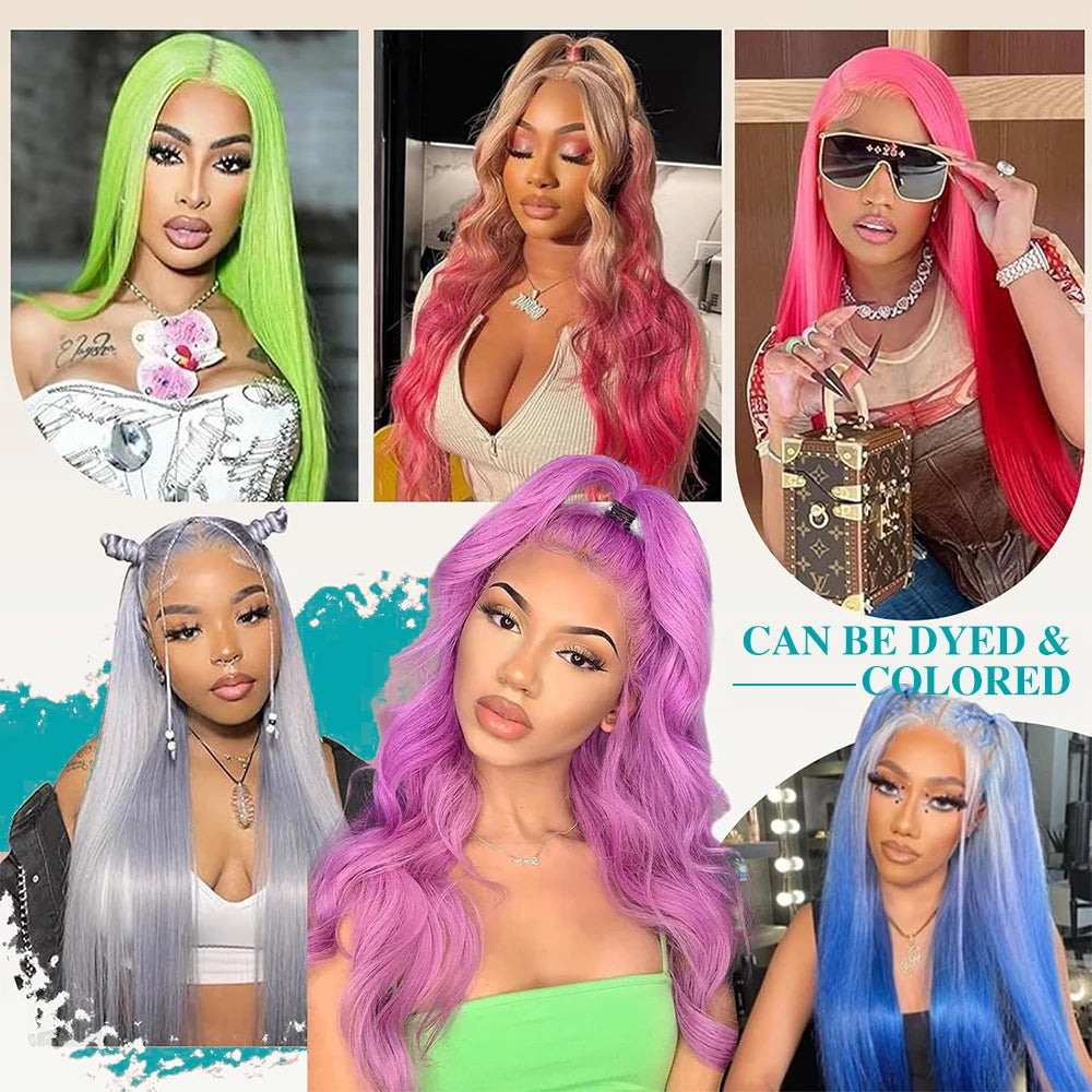 HD Transparent Full Lace Frontal Wig 613 Blonde Straight 46 Inches