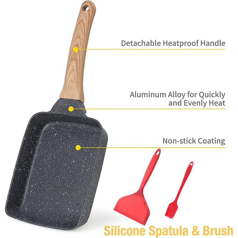 Nonstick Japanese Omelette Pan with Detachable Handle