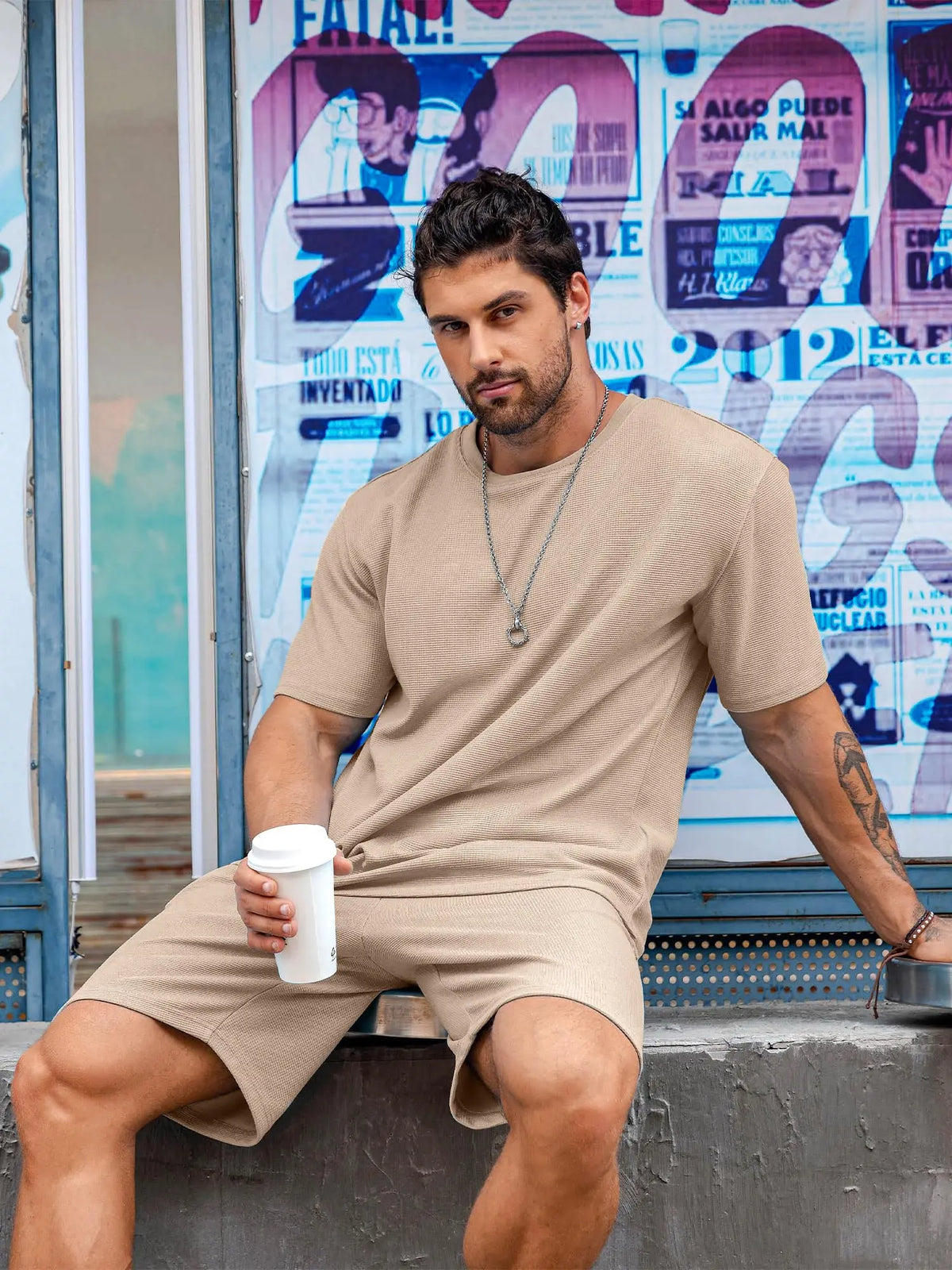 Men's Summer Loose Harajuku T-Shirt and Shorts Set