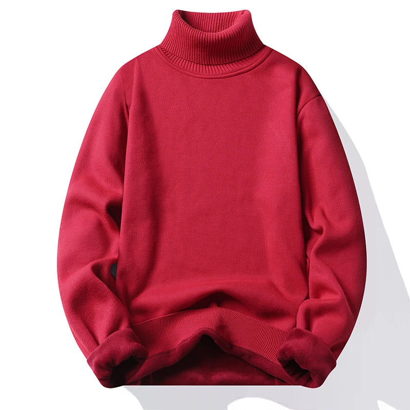 Mens Knitted Turtleneck Sweater Slim Fit Casual