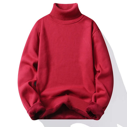 Mens Knitted Turtleneck Sweater Slim Fit Casual