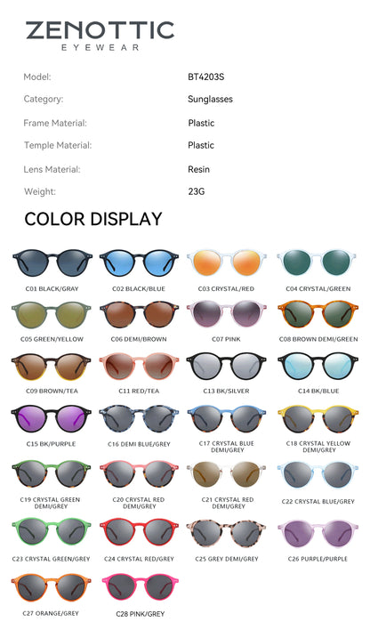 ZENOTTIC Retro Circular Polarized Sunglasses S Size
