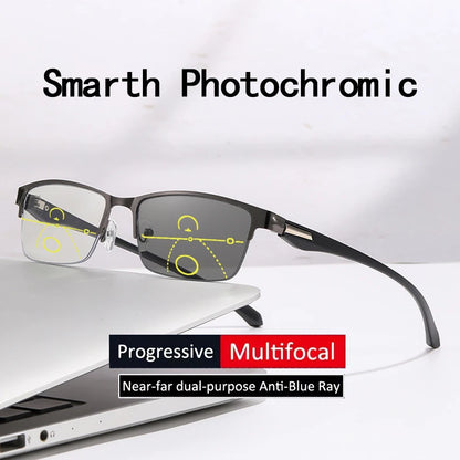 Color-Changing Half-Frame Reading Glasses in Alloy