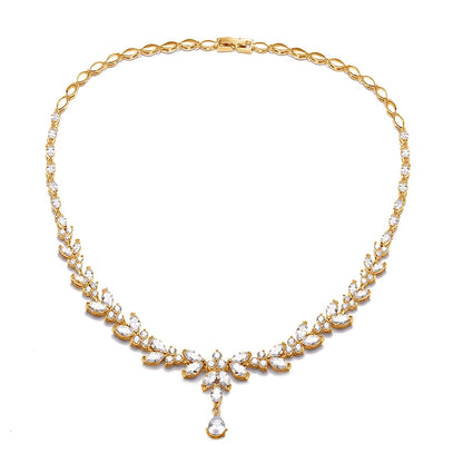 ZAKOL Brilliant Zirconia Leaf Jewelry Set for Women