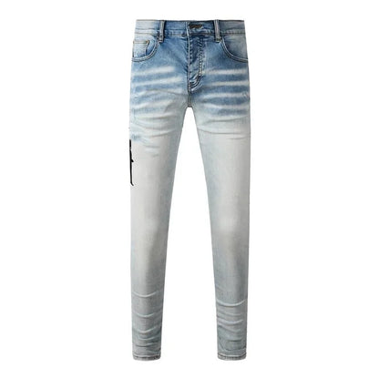 Men's Retro Wash Low Rise Elastic Skinny Denim Jeans