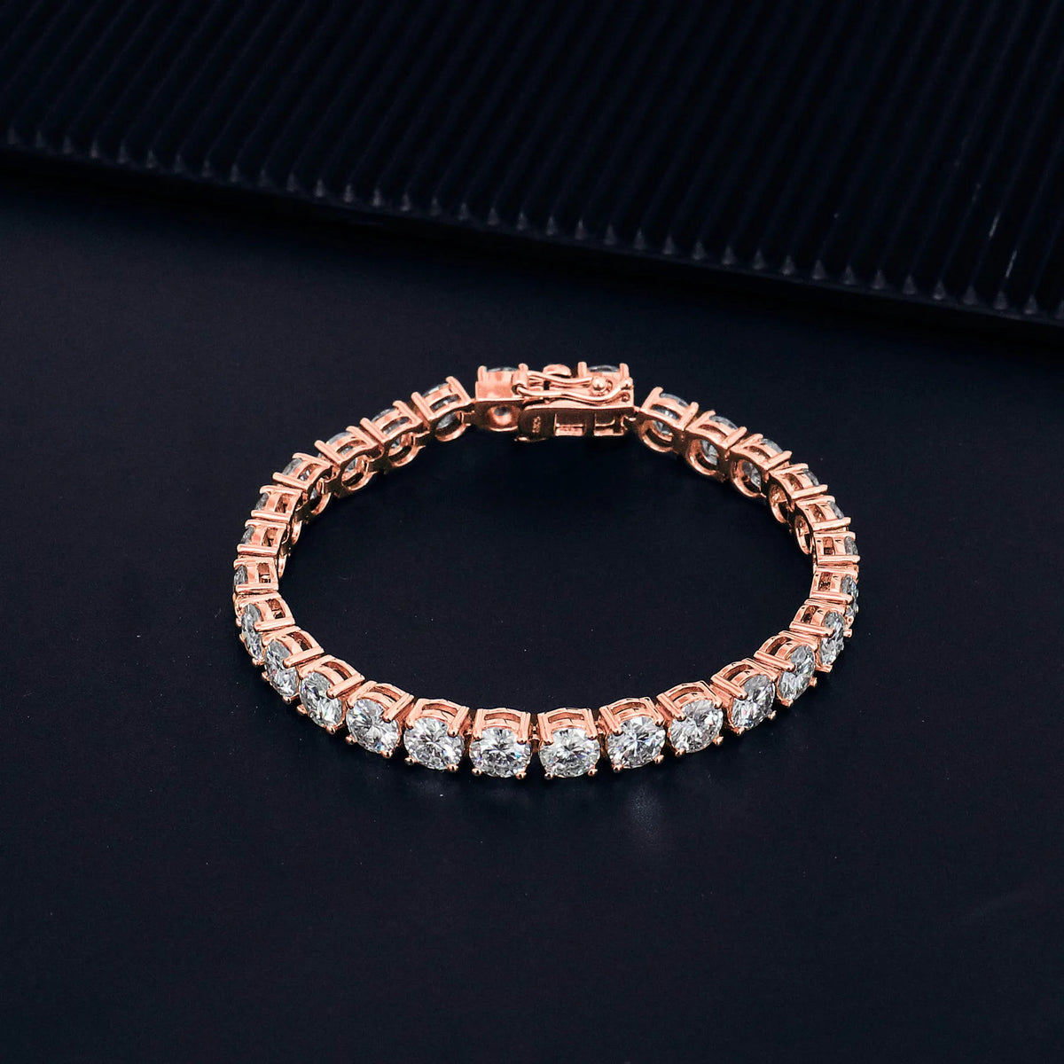 Moissanite Tennis Bracelet 2-6.5mm Rose Gold Silver