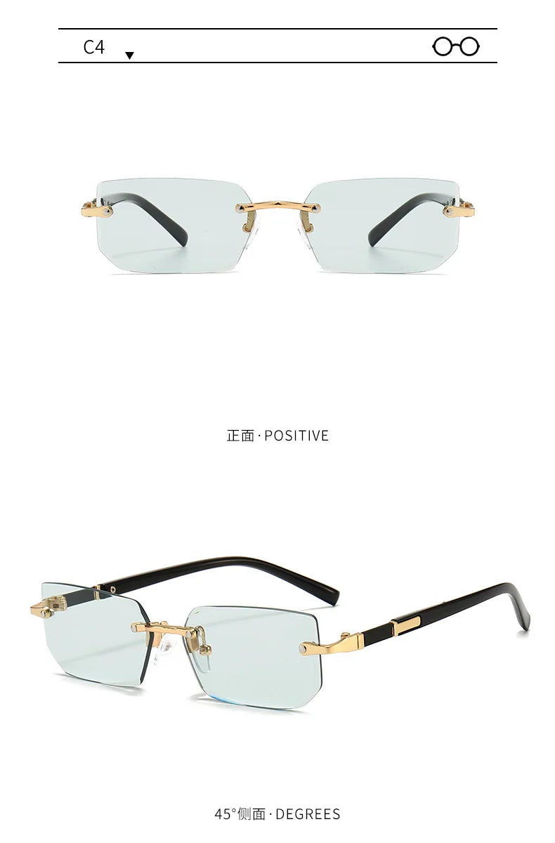 Rimless Square Sunglasses for Women and Men