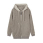 Loose Plush Zipper Hooded Jacket for Women