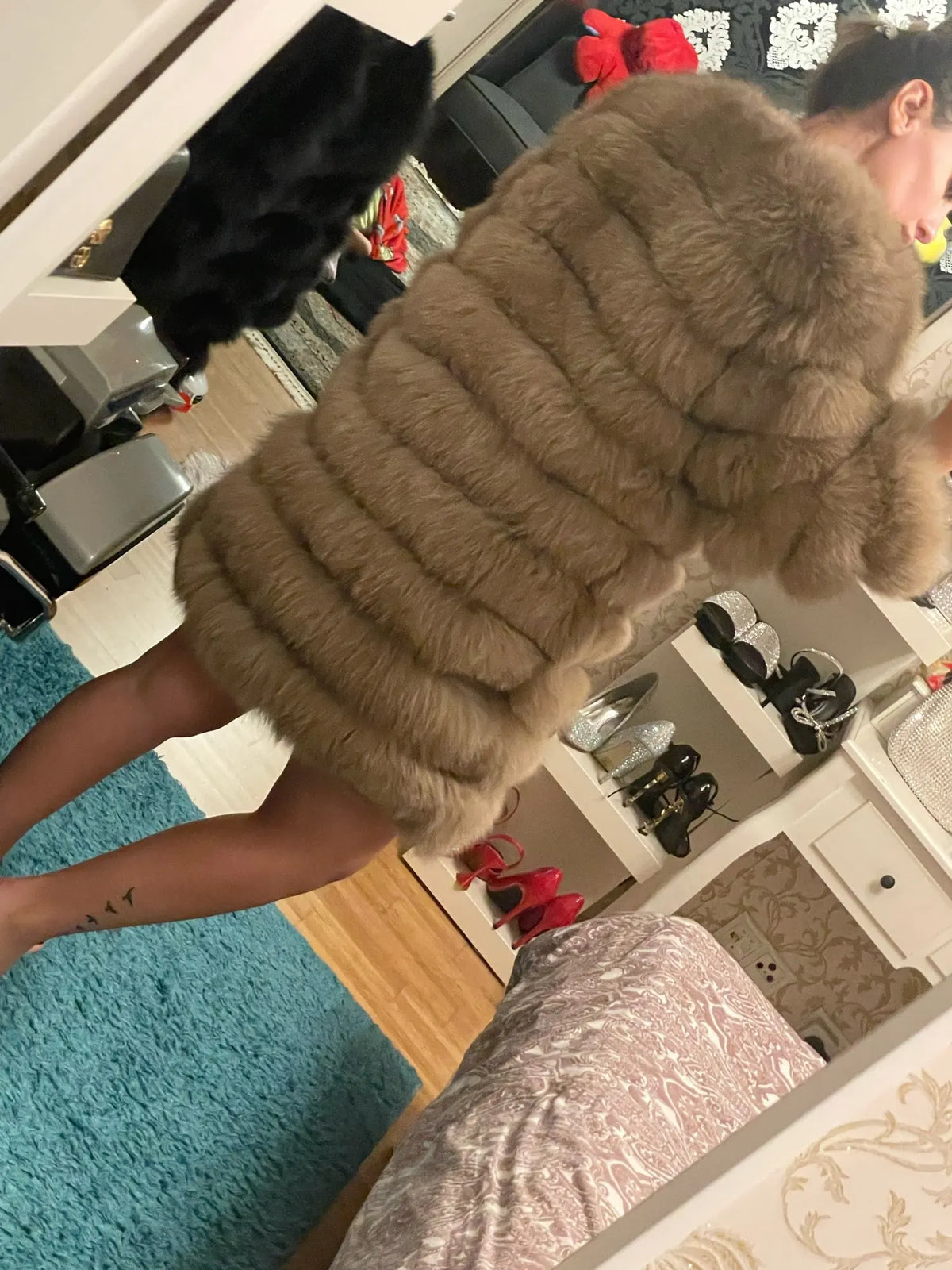4in1 Women Fox Fur Coat Winter Outerwear