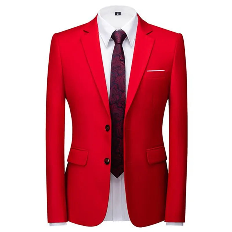 Men's Solid Color Formal Suit Jacket Slim Fit Blazer