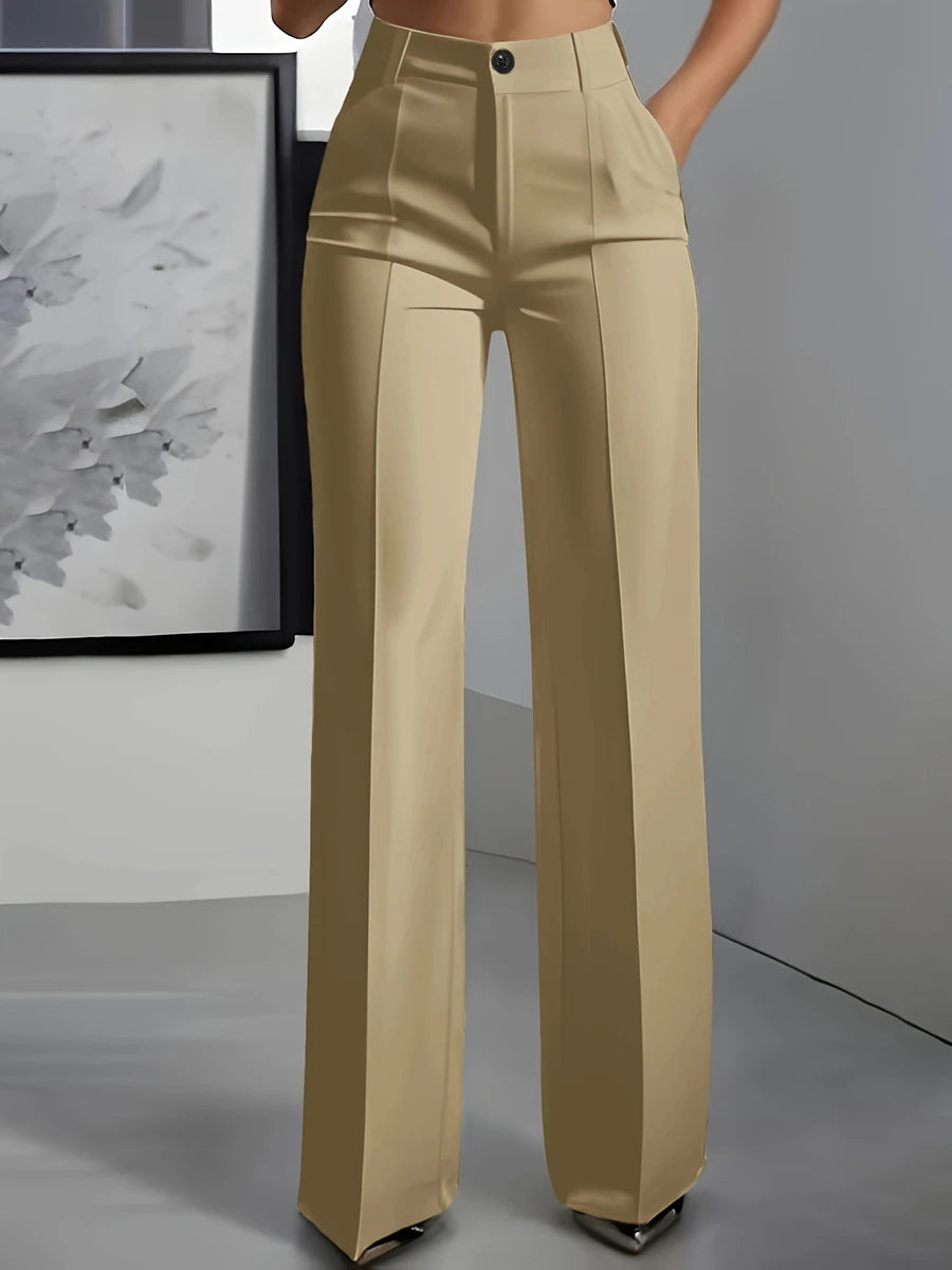 Women High Waisted Wide Leg Black Trousers