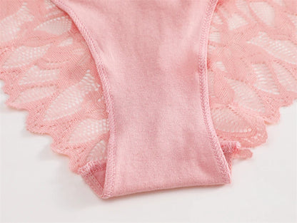 Lace Hollow Out Low-Waist Floral Briefs for Women