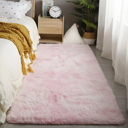 Pink Fluffy Polyester Carpet for Children's Room