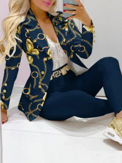 Paisley Butterfly Blazer Suit and Pants Set for Women