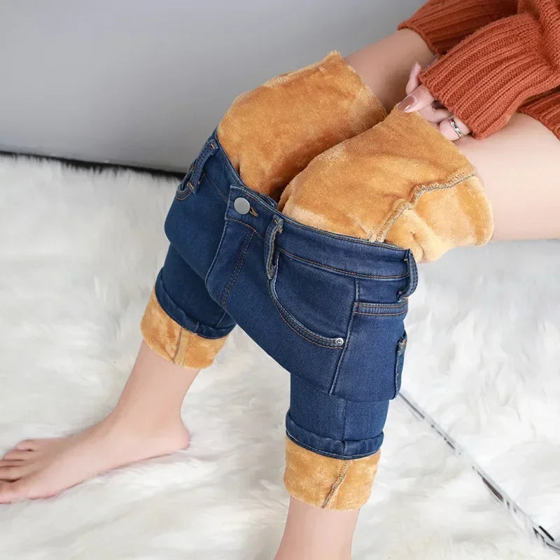 Women's Winter Plush Stretch Skinny Jeans