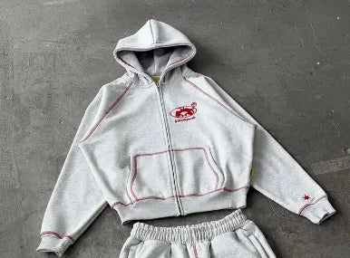 Men's Gray Casual Tracksuit with Hoodie and Jogger Pants