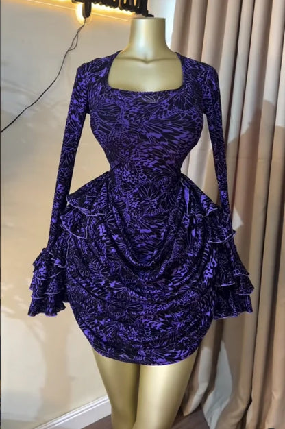 Women Tie Dye Print V-Neck Bodycon Dress