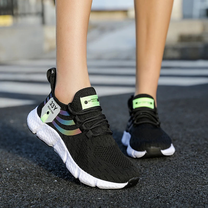 Men's Breathable Lightweight Black Running Sneakers