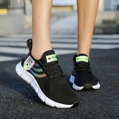 Men's Breathable Lightweight Black Running Sneakers