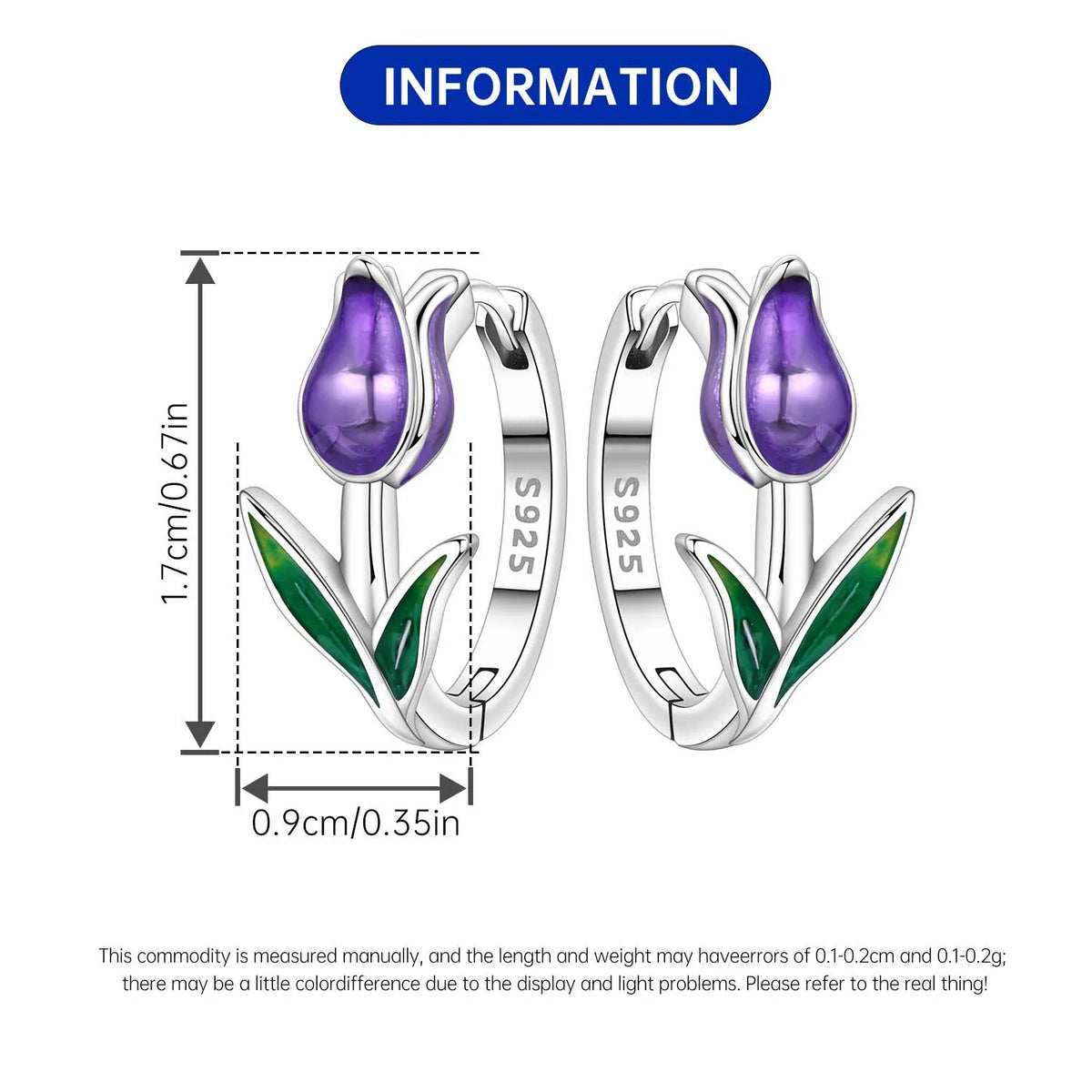 S925 Sterling Silver Iris Flower Hoop Earrings for Women