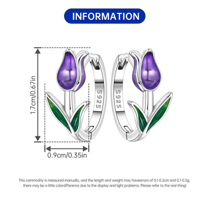 S925 Sterling Silver Iris Flower Hoop Earrings for Women