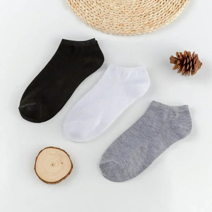 Unisex Ankle Socks Cotton Breathable Sports Black White Gray