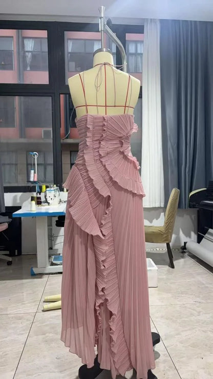 Elegant Purple Chiffon A Line Backless Evening Dress