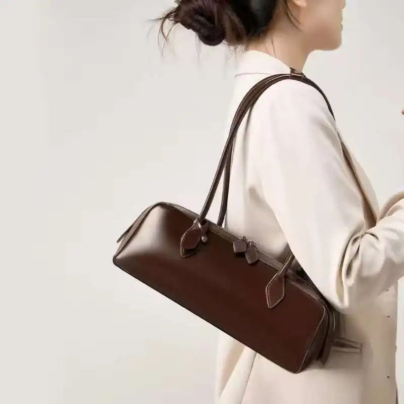 Vintage Cowhide Shoulder Bag for Women