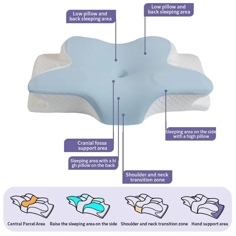 Memory Foam Butterfly Neck Pillow for Bedding