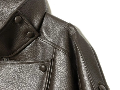 Black Long Sleeve Faux Leather Motorcycle Jacket